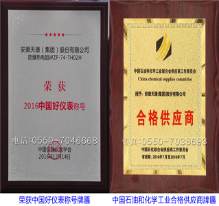 荣获中国好仪表荣誉称号/中国石油和化学联合合格供应商